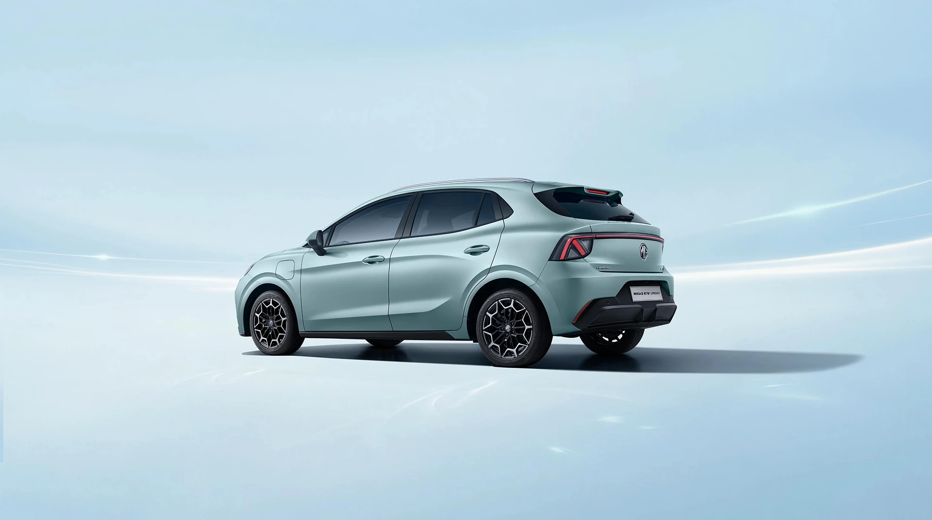 Vista trasera del nuevo MG4 EV Urban color azul claro
